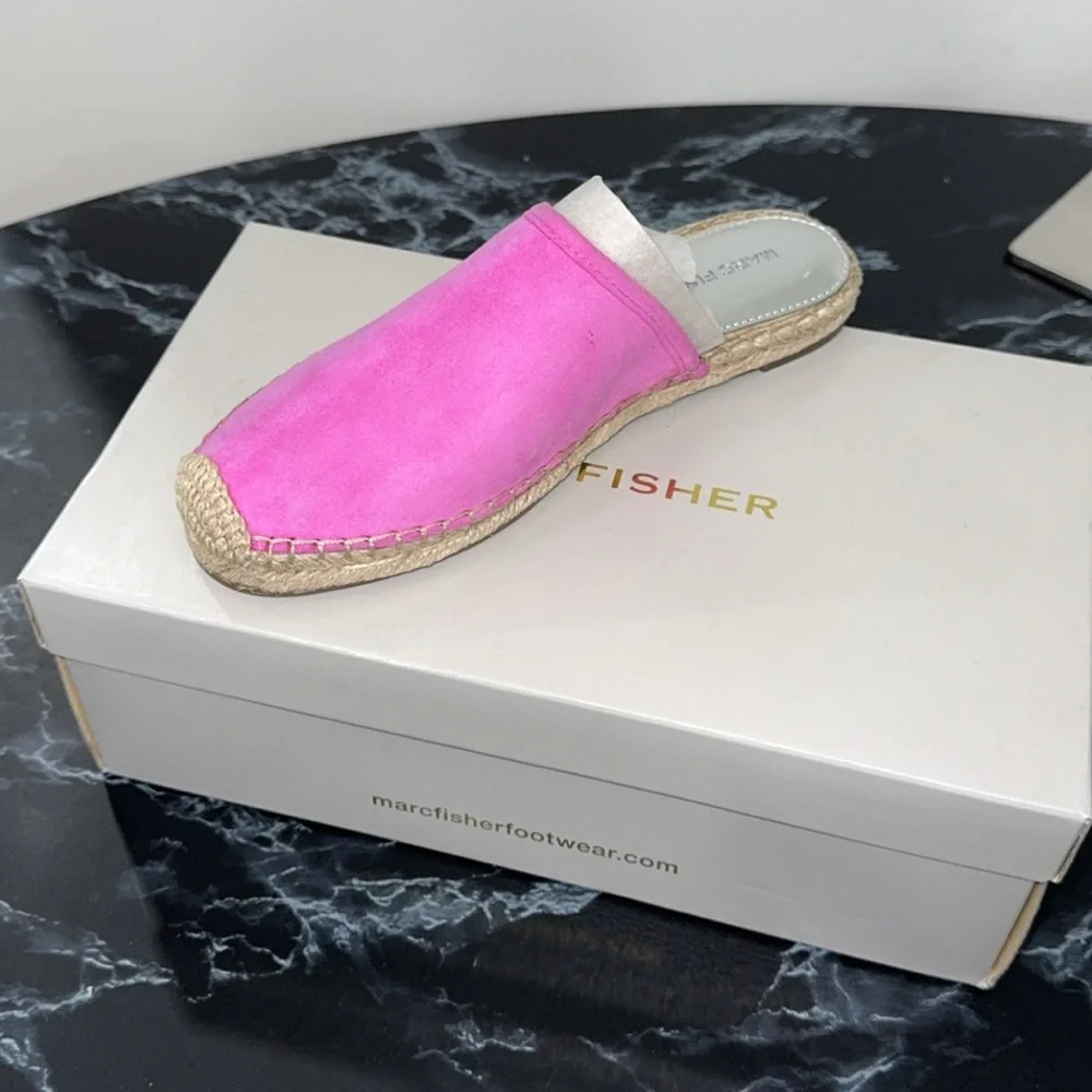 Marc Fisher Suede Espadrille Mules Gift Medium Pink Size 6 NEW - Picture 6 of 6